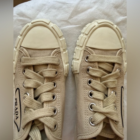 Prada Canvas Sneakers, 36.5, Tan, Women’s - Picture 2 of 10